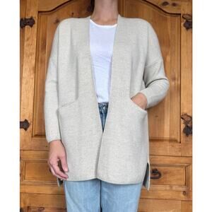 Sibin Linnebjerg Open Front Heart Cardigan Merino Wool Sweater, Medium, Oatmeal
